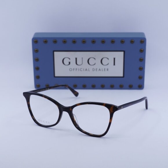 Gucci GG1360O 002 Cat Eye Eyeglasses - Dark Havana 53mm - Picture 6 of 12